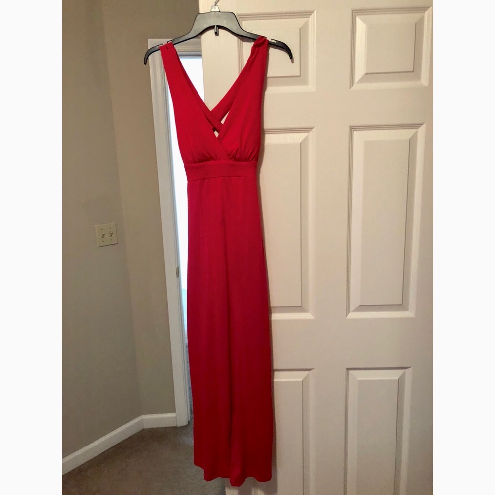 Red maxi dress cross cross back
